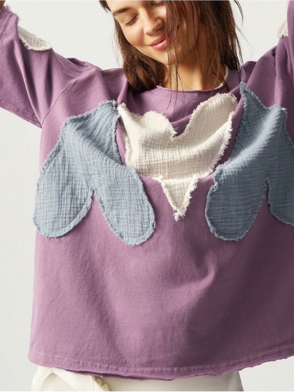 BellanBlue Purple Short Sleeve Tee with Heart Patches - Picture 3 of 13